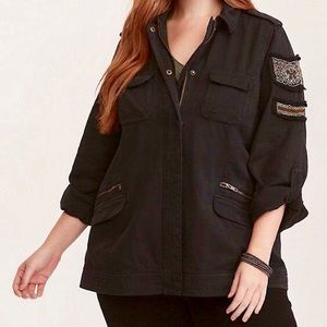 TORRID Beaded Stretch Twill Shirt Jacket